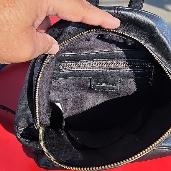 Bebe leather mini backpack black/gold w/ handle - Picture 3 of 4